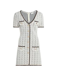 Braided-Trim Tweed Minidress