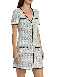 Braided-Trim Tweed Minidress
