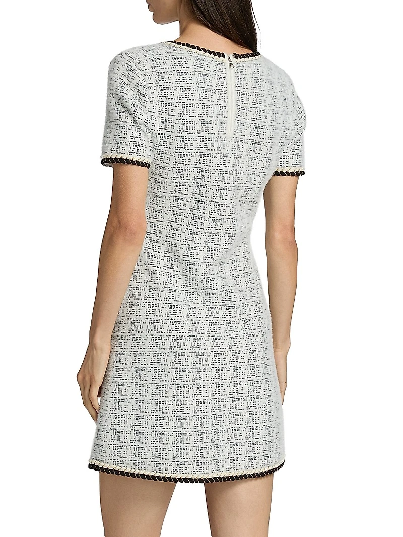 Braided-Trim Tweed Minidress