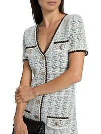 Braided-Trim Tweed Minidress