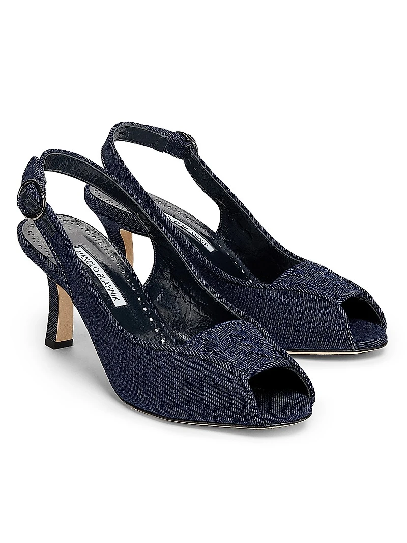 Lonike Denim Slingback Pumps