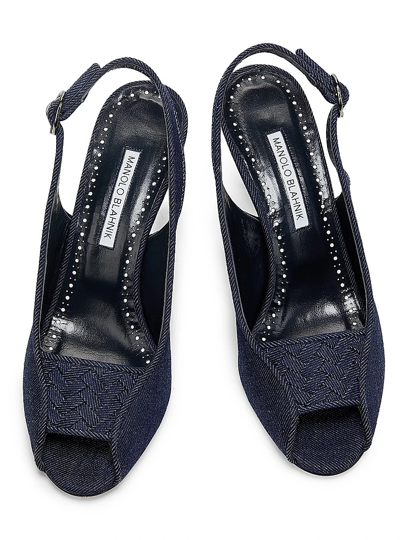 Lonike Denim Slingback Pumps