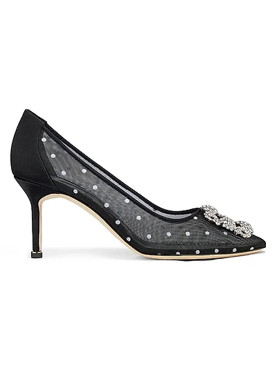 Embellished Polka Dot Mesh Pumps