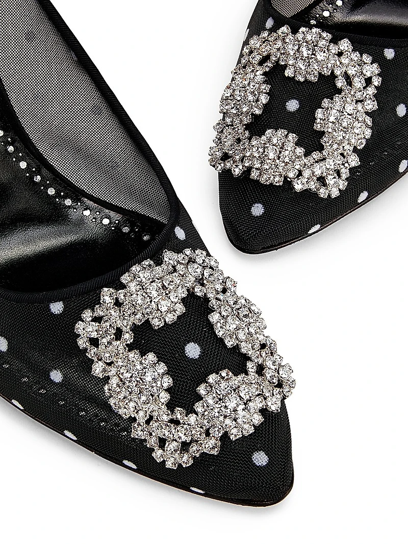 Embellished Polka Dot Mesh Pumps