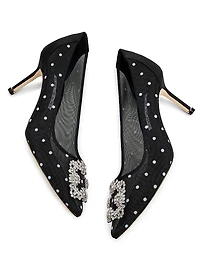 Embellished Polka Dot Mesh Pumps