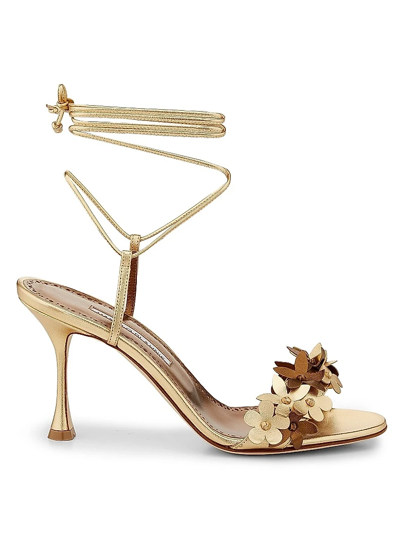 Metallic Leather Strappy Sandals