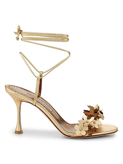 Metallic Leather Strappy Sandals