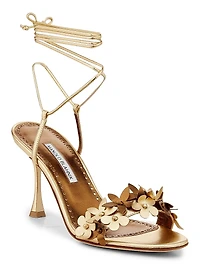 Metallic Leather Strappy Sandals