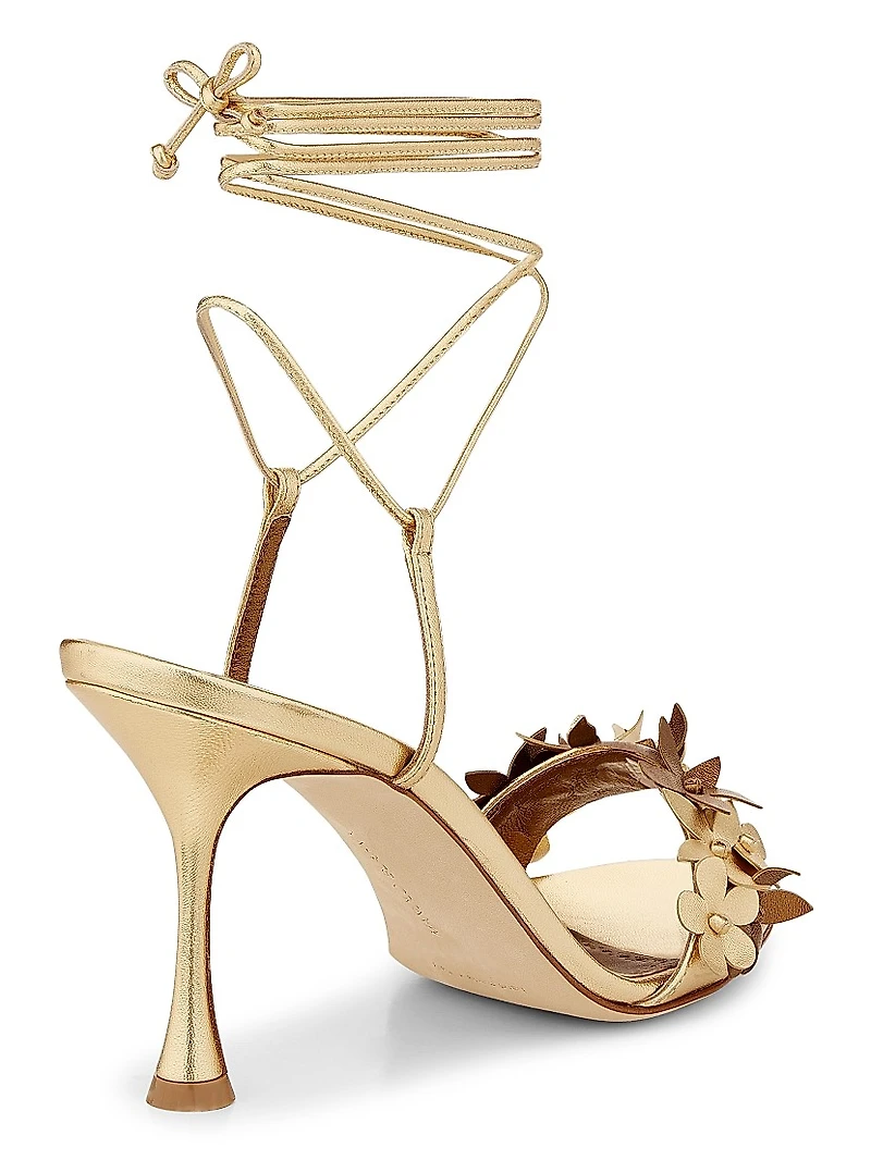 Metallic Leather Strappy Sandals
