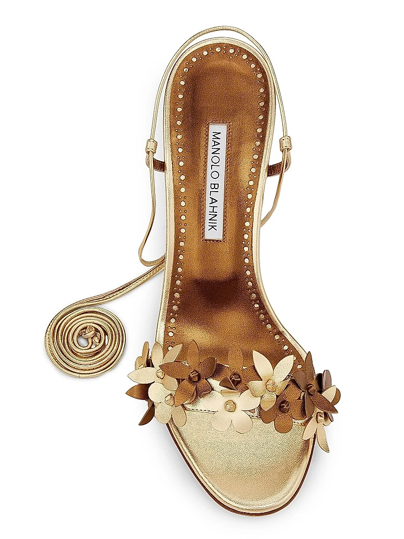 Metallic Leather Strappy Sandals