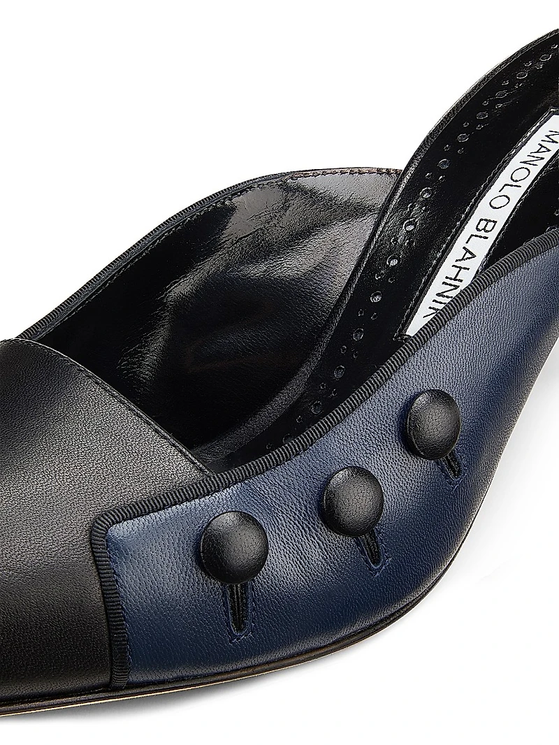 Two-Tone Leather Mules