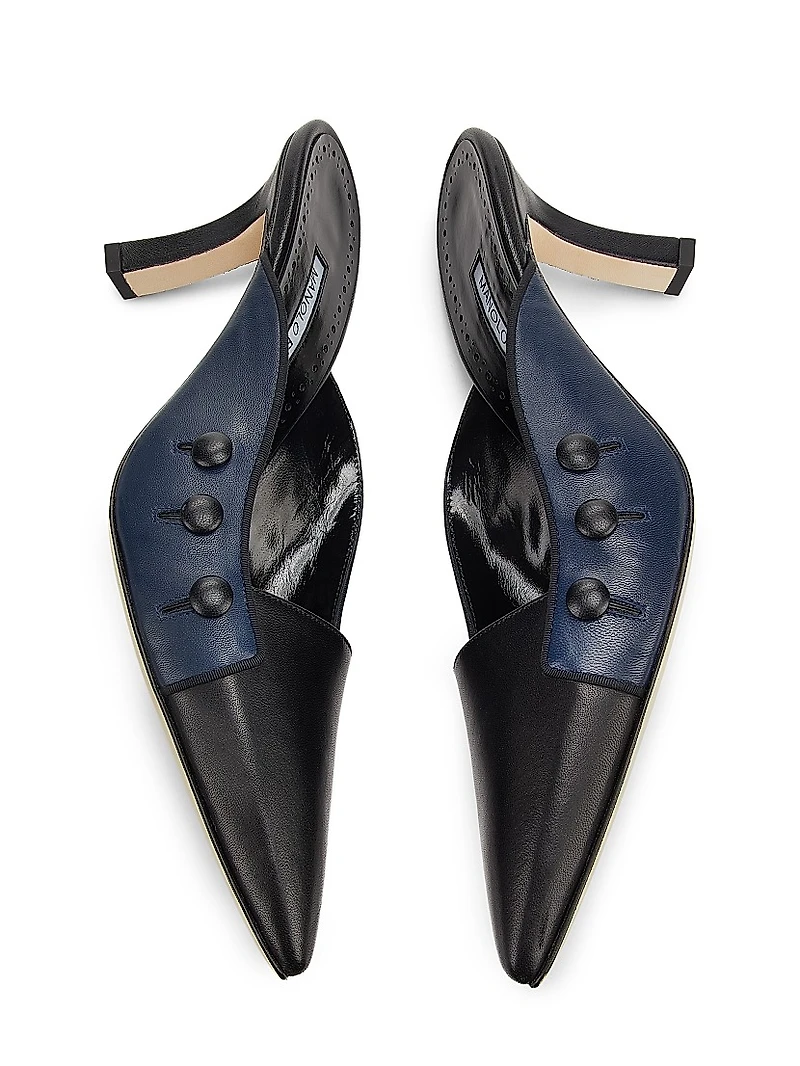 Two-Tone Leather Mules