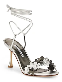 Metallic Leather Strappy Sandals