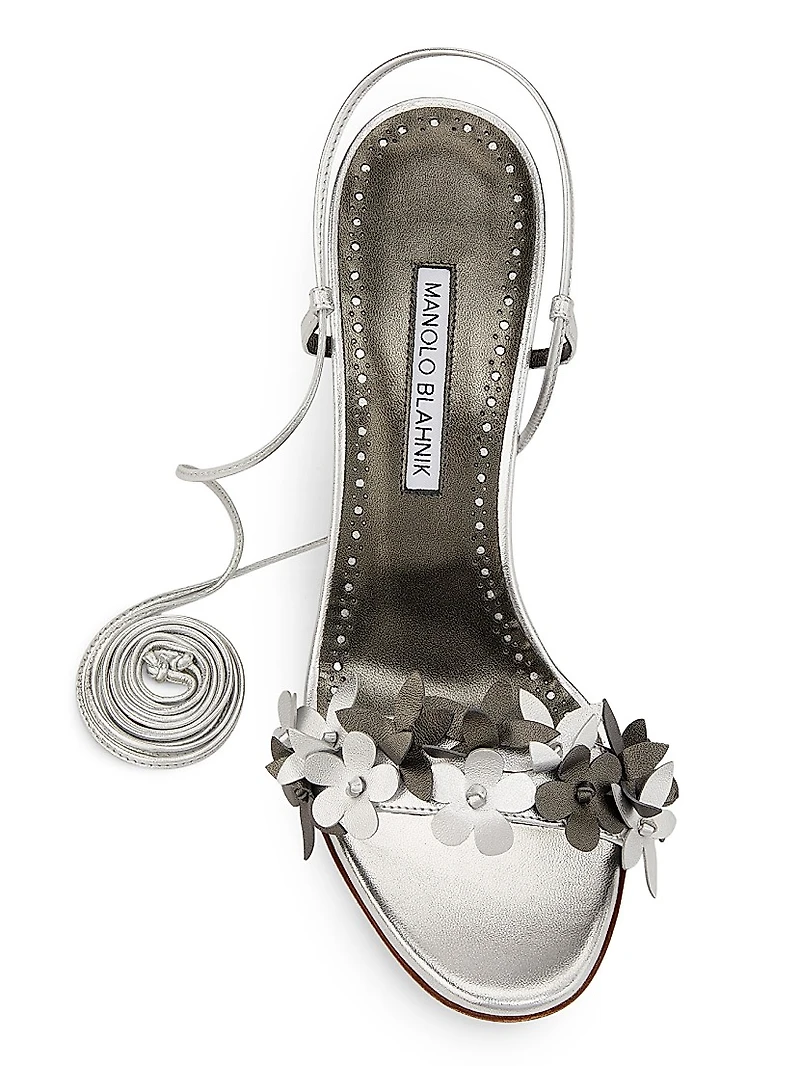 Metallic Leather Strappy Sandals