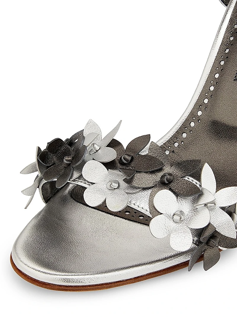 Metallic Leather Strappy Sandals
