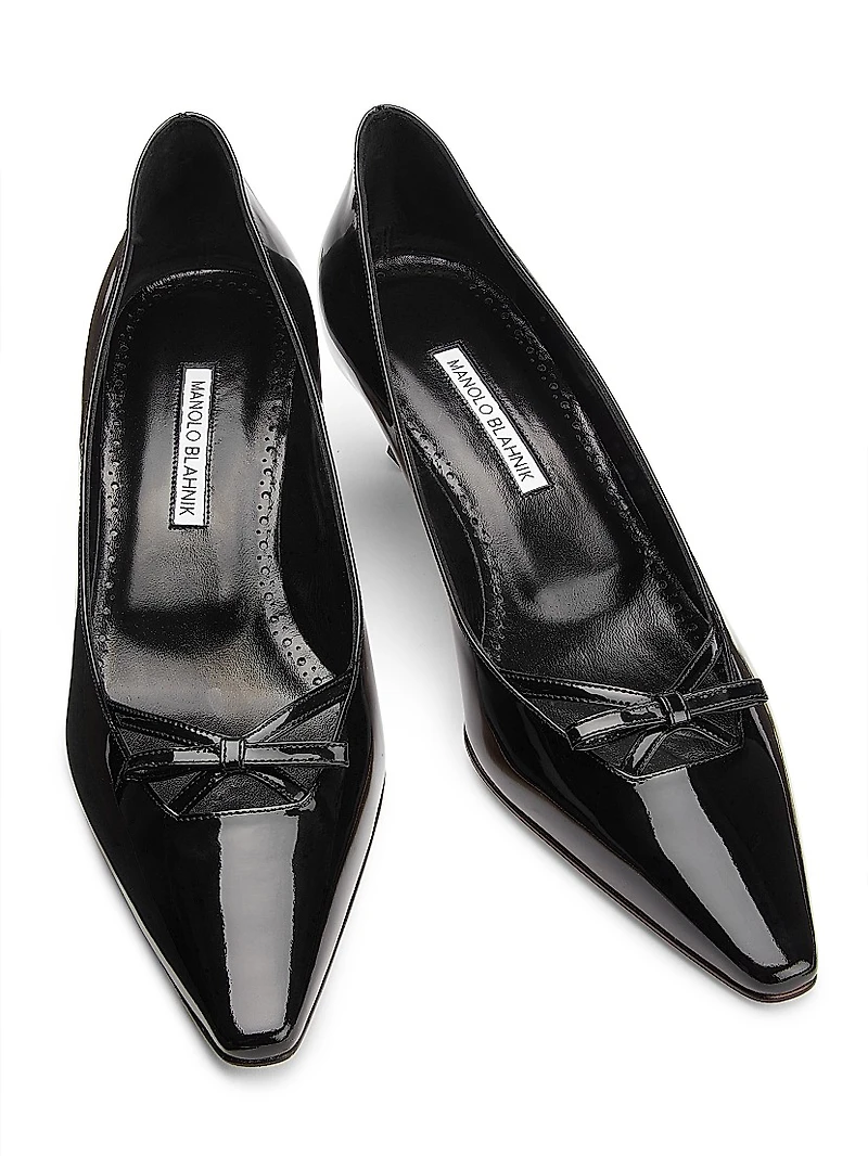 Grafa Bow Patent Leather Pumps