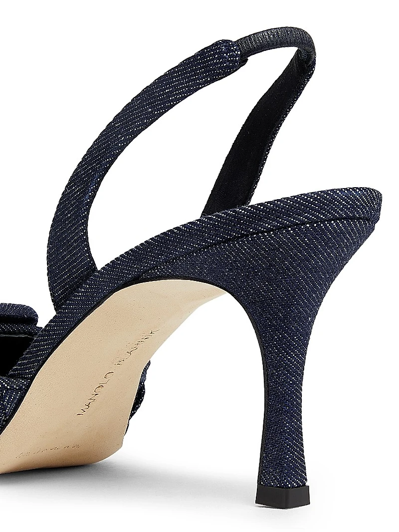 Maysli Basketweave Denim 70MM Slingback Pumps