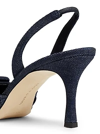 Maysli Basketweave Denim 70MM Slingback Pumps