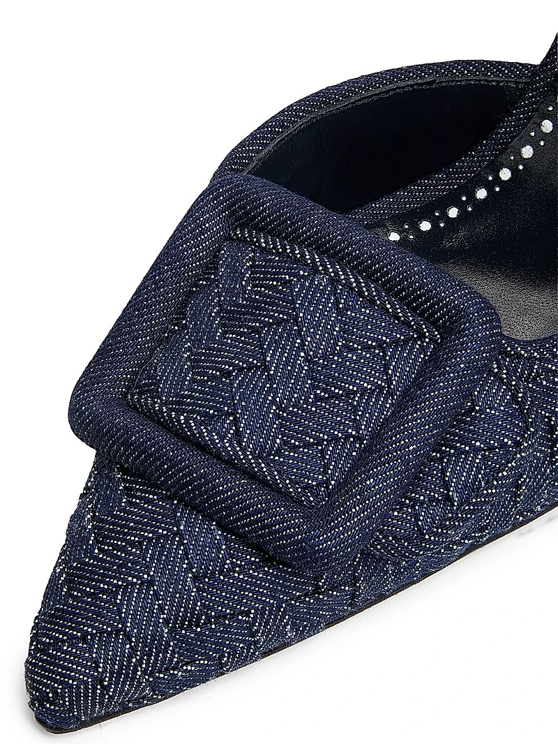 Maysli Basketweave Denim 70MM Slingback Pumps