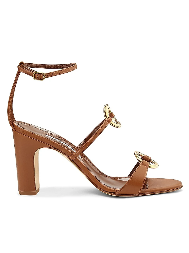 Hisfahan Leather Block-Heel Sandals