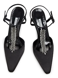 Sufik Satin Embellished T-Strap Pumps