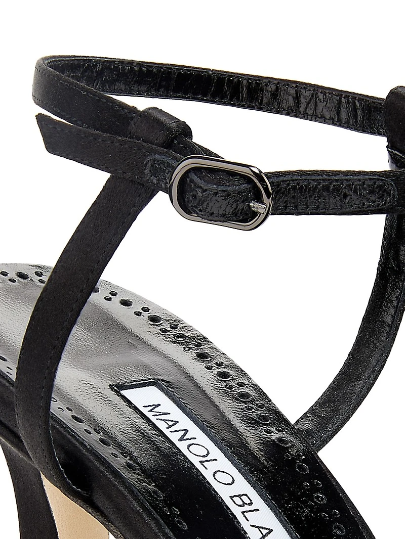 Sufik Satin Embellished T-Strap Pumps