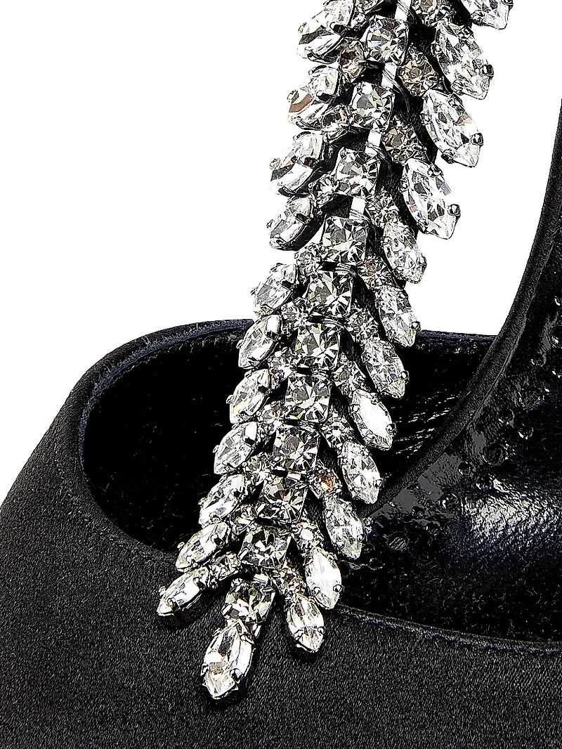 Sufik Satin Embellished T-Strap Pumps