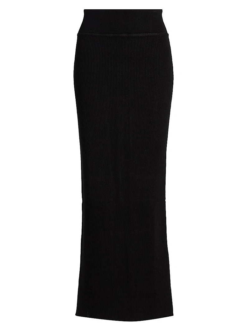 Cotton Knit Column Maxi Skirt