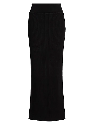 Cotton Knit Column Maxi Skirt