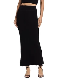 Cotton Knit Column Maxi Skirt