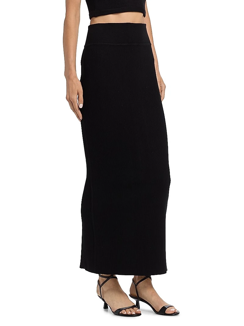 Cotton Knit Column Maxi Skirt