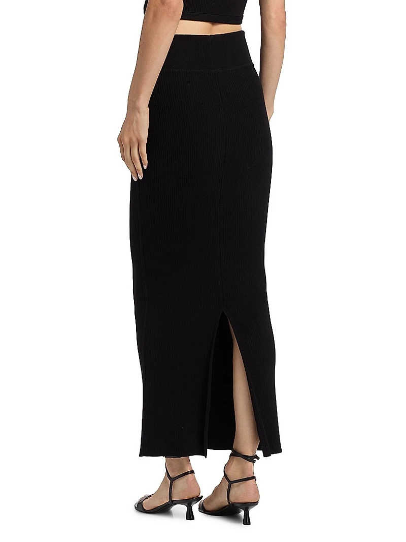 Cotton Knit Column Maxi Skirt