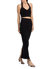 Cotton Knit Column Maxi Skirt