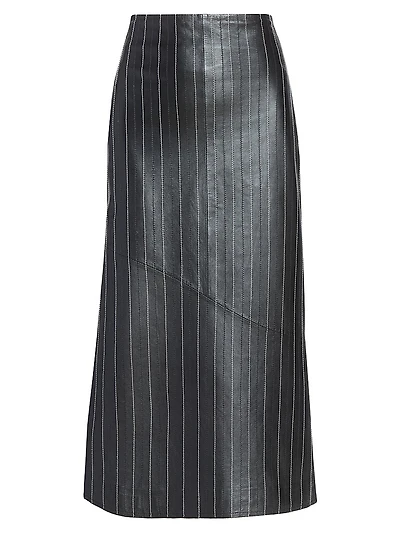 Contrast Topstitch Kick-Detail Midi-Skirt