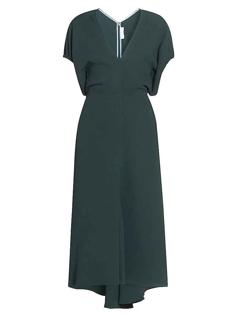 Draped Crepe Midi-Dress
