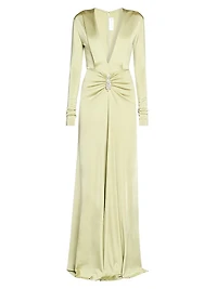 Embellished Stretch Satin Gown