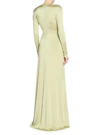 Embellished Stretch Satin Gown