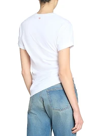 Asymmetric Gathered Cotton Jersey T-Shirt