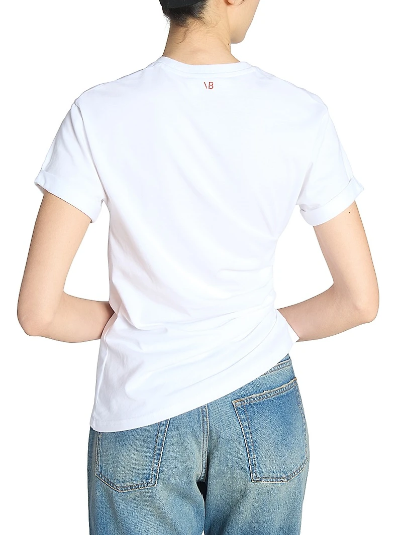 Asymmetric Gathered Cotton Jersey T-Shirt