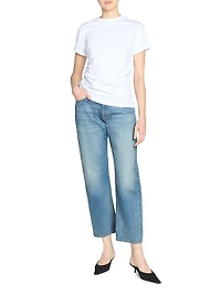 Asymmetric Gathered Cotton Jersey T-Shirt