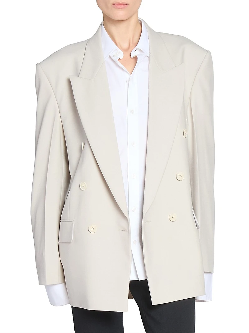 Crepe Oversized Double-Breasted Jacket