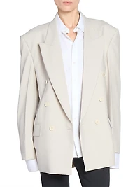 Crepe Oversized Double-Breasted Jacket