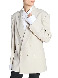 Crepe Oversized Double-Breasted Jacket