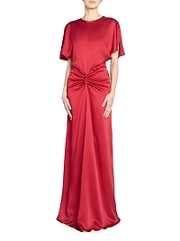 Gathered Satin Maxi Dress