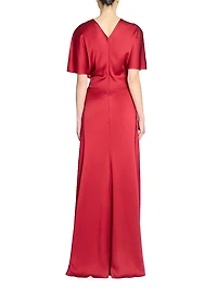 Gathered Satin Maxi Dress