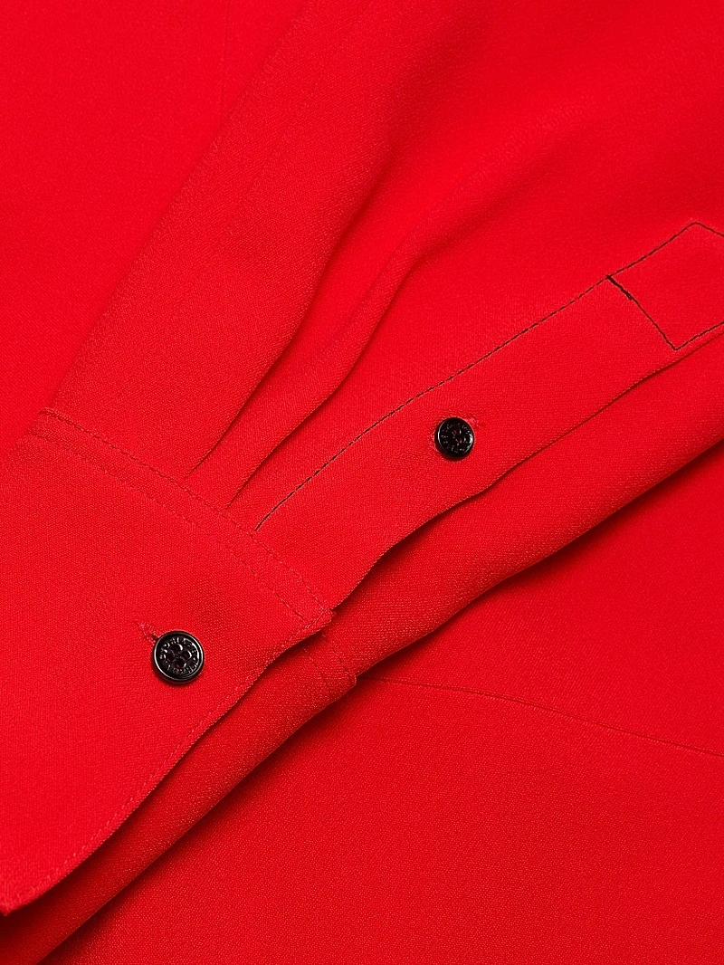 Collared Long-Sleeve Midi-Dress