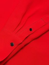 Collared Long-Sleeve Midi-Dress