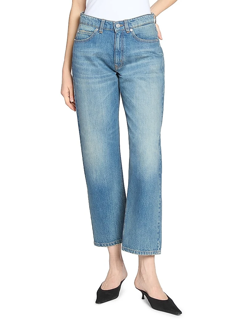 Bernie Mid-Rise Straight-Leg Crop Jeans