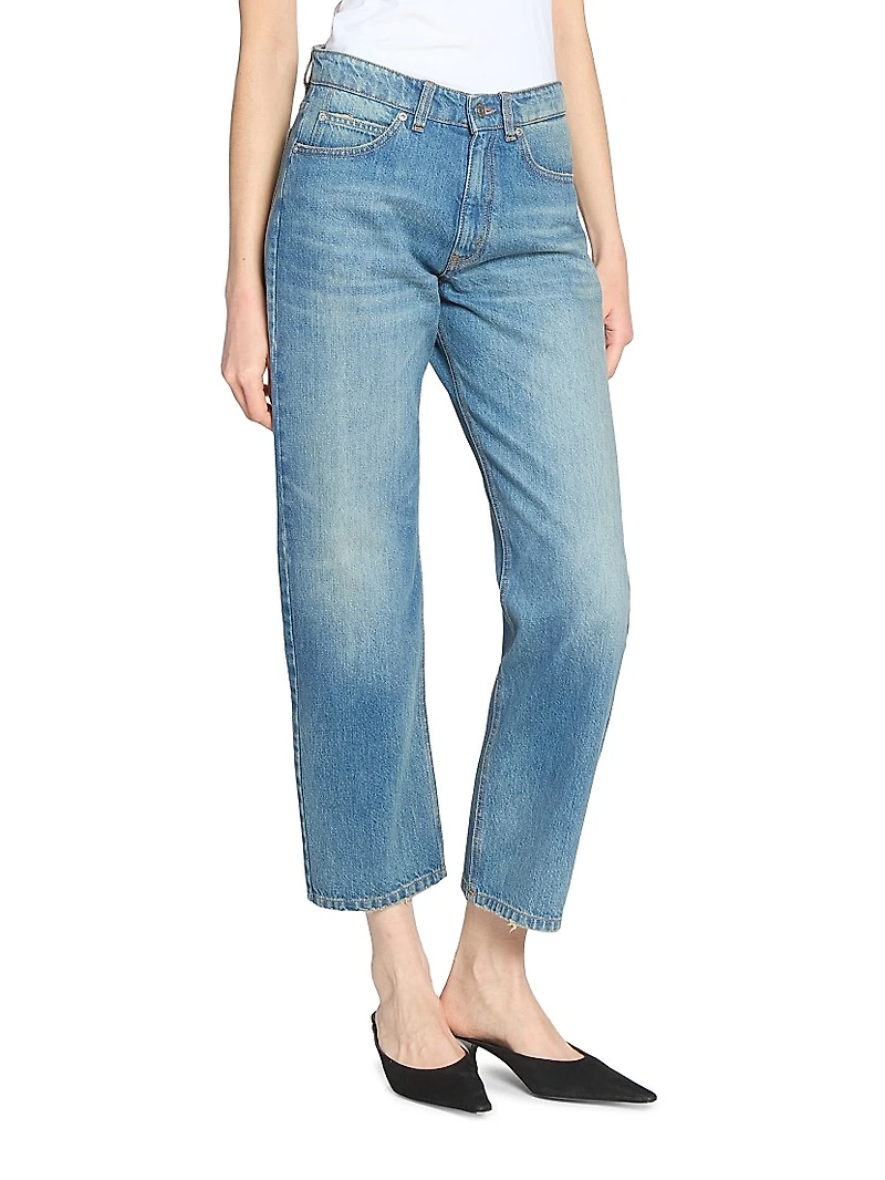 Bernie Mid-Rise Straight-Leg Crop Jeans