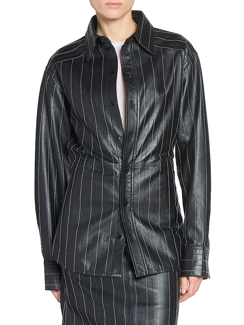 Striped Faux Leather Shirt